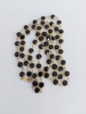 Swarovski Black Crystal Bezel Necklace 42" Swan Logo
